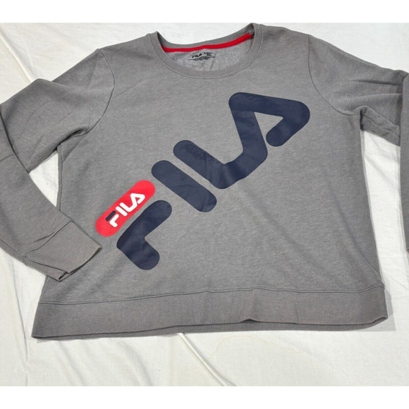 FILA Spell Out Sweat Shirt Gray Boy's Size XL Long Sleeve Crew Neck - Picture 6 of 6